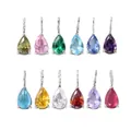 Varietà di 12 ciondoli colorati in zircone a goccia con montature in argento lucido - Set di 12 Ciondoli con Pietra Natale / 12 Pezzi (6*8mm) / Multicolore (Tono Argento)