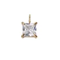 Square-cut clear gemstone pendant with golden four-claw setting for necklace - 5x5mm / Gold-April White