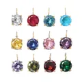 14K gold plated stainless steel pendants with multi-color round gemstones in 12 styles - January Red Pendant Only (Without Chain) / 6x6mm / Gold