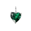 Heart-shaped dark green crystal pendant in a silver claw setting for monthly birthstones - May Green - Silver