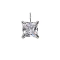 Square princess cut clear gemstone pendant with silver four-prong stainless steel setting - 5x5mm / Steel-April White