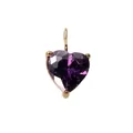 Polished heart-shaped purple crystal pendant with gold-plated stainless steel setting - June Purple - Gold