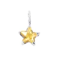 Minimalist stainless steel five-pointed star pendant with yellow crystal gemstone - November Light Yellow Star - Steel Style (YPS3015)
