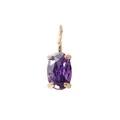 Elegante ciondolo con gemma ovale viola con incastonatura a griffe dorata e gancio a S - Giugno Viola - Oro