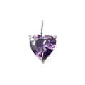 Purple heart-shaped crystal pendant with polished silver stainless steel setting - June Purple - Silver