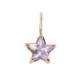 Star-shaped gold stainless steel pendant with a faceted lavender purple gemstone - February Violet Star - Gold Style (YPS3015)