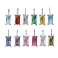 Rectangle cut colorful crystal pendants in 12 colors with silver prong setting - 6*8mm / 12 Colors Assorted - Silver