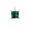 Square emerald green gemstone pendant with silver four-claw stainless steel setting - 5x5mm / Steel - May Green