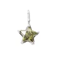 Star-shaped stainless steel pendant featuring a star-cut olive green gemstone inlay - August Light Green Star - Steel Style (YPS3015)