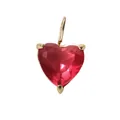 Golden heart pendant with deep red crystal gemstone and secure three-prong setting - July Rose-Gold