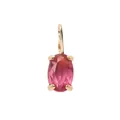 Elegante ciondolo ovale con gemma rosa e gancio a S ritorto in stile lussuoso - Luglio Rosa-Oro
