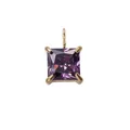 Minimalist square purple gemstone pendant with a golden four-prong setting - 5x5mm / Gold - June Purple