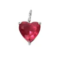 Polished silver heart pendant featuring a faceted red crystal birthstone in a 3-prong setting - July Rose-Steel