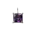 Square princess cut purple gemstone pendant in stainless steel four-prong setting - 5x5mm / Steel - June Purple