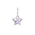 Minimalist five-pointed star pendant featuring light purple faceted crystal and silver setting - February Violet Star - Steel Style (YPS3015)