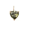 Golden pendant with triangular faceted yellow-green crystal and three-claw setting - August Light Green - Gold