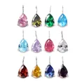 14K gold-plated teardrop zircon pendants in 12 assorted colors for DIY jewelry - 5*7mm / Steel / January Red
