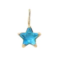 Golden stainless steel star pendant featuring a faceted blue crystal inlay - December Lake Blue Star - Gold Style (YPS3015)