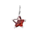 Ciondolo a stella in acciaio inossidabile argento con gemma rossa sfaccettata - Gennaio Rosso (Solo Ciondolo) / 1 Pezzo/Confezione (5x5mm) / Argento