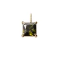 Square cut olive green gemstone pendant with four-claw setting in gold finish - 5x5mm / Gold - August Light Green