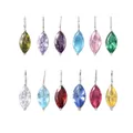 Marquise cut colorful gemstone pendants in silver stainless steel settings set - January Red / 6X8mm / Silver