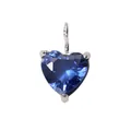 Blue heart-shaped crystal pendant with polished silver stainless steel setting - September Royal Blue - Silver