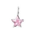 Pentagram star pendant with pink crystal and silver stainless steel hook clasp - October Pink Star - Steel Style (YPS3015)