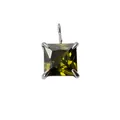 Princess cut green emerald pendant in silver stainless steel four-prong setting - 5x5mm / Steel - August Light Green