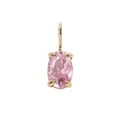 Ciondolo in oro 18K con gemma rosa ovale e raffinata incastonatura a 4 griffe - Ottobre Rosa - Oro