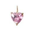 Pink heart-shaped crystal pendant with gold-plated stainless steel setting - October Pink - Gold