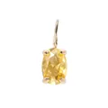 Elegante ciondolo dorato con gemma gialla ovale e classica montatura a quattro griffe - Novembre Giallo Chiaro - Oro