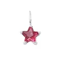 Star-shaped stainless steel pendant with a vibrant red crystal stone inlay - July Rose Star - Steel Style (YPS3015)