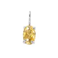 Elegante ciondolo con gemma gialla ovale e montatura in argento lucido raffinato - Novembre Giallo Chiaro - Argento