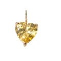 Golden heart pendant with vibrant yellow crystal birthstone and stainless steel setting - November Light Yellow - Gold