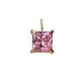 Pink princess cut gemstone pendant with elegant gold four-prong setting for jewelry - 5x5mm / Gold-October Pink