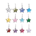 Set di 12 ciondoli a stella in cristallo multicolore con ganci in argento - Set da 12 Pezzi (Solo Ciondolo) / Set da 12 / Argento