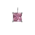 Princess cut pink gemstone pendant with four-prong silver stainless steel setting - 5x5mm / Steel-October Pink