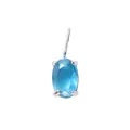 Elegante orecchino con gemma blu ovale incastonata in argento lucido con chiusura a leva - Dicembre Blu Lago - Argento