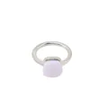 Minimalist silver stainless steel ring featuring a square lavender zircon gemstone - Silver-Lavender