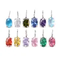 Set di 12 ciondoli ovali con pietre preziose colorate e ganci in argento lucido - Stile Assortito Argento