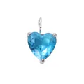 Light blue heart-shaped crystal pendant with polished silver three-prong metal setting - December Lake Blue - Silver