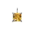 Minimalist square yellow gemstone pendant in polished stainless steel for necklace - 5x5mm / Steel - November Light Yellow