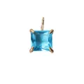Square sky blue gemstone pendant with four-prong gold-plated setting on white background - 5x5mm / Gold - December Aqua Blue