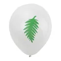 Tropical white latex balloon with a green palm leaf print for summer beach party decor - Small Monstera Leaf