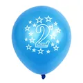 Close-up of blue 2nd birthday latex balloon with white stars for party decoration - Dark Blue