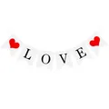 Detail of Just Married LOVE heart wedding banner flags for marriage decoration - White Love with Heart