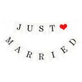 Striscione Just Married a coda di pesce con cuore rosso per foto di matrimonio - Banner Matrimonio JUST MARRIED
