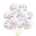 Detail of white TEAM Bride balloons with pink lettering and silver confetti party balloons - White (Pink Text) + Silver Confetti
