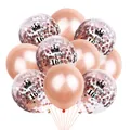 Detail von Roségold Ballons mit Kronen-Aufdruck und Happy Birthday 16th Pailletten - Roségold + Neue Kronen 16