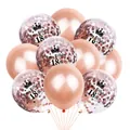 Detail von roségoldenen Ballons zum 18. Geburtstag mit Kronendruck und Pailletten - Roségold + Neue Kronen 18